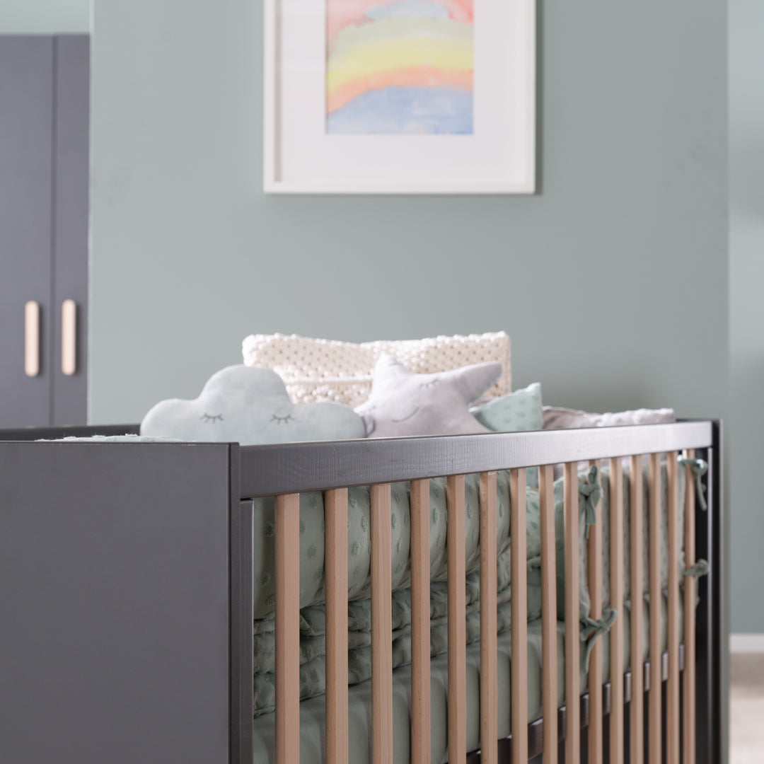 Furniture Set 'Jara' Including Baby/Children's Bed 70 x 140 cm & Changing Table in Anthracite