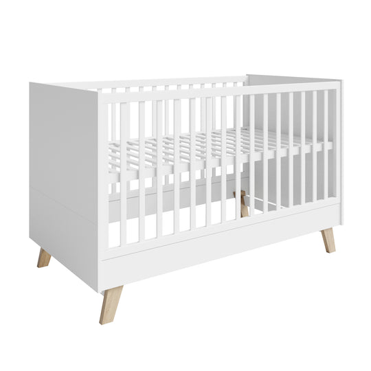 Möbelset 'Smile' 2-teilig - Kombi-Bett 70x140 + Wickelkommode - Artisan Eiche / Weiß