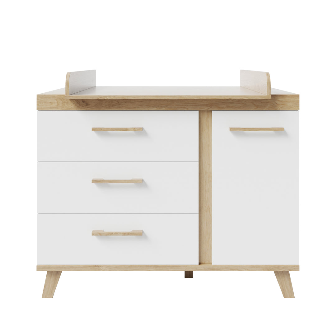 Möbelset 'Smile' 2-teilig - Kombi-Bett 70x140 + Wickelkommode - Artisan Eiche / Weiß