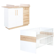 Set di mobili 'Lion 2 -Part - Compi Children's Bed 70x140 + Cambiamento tavolo largo - bianco - arredamento' artigiano quercia '