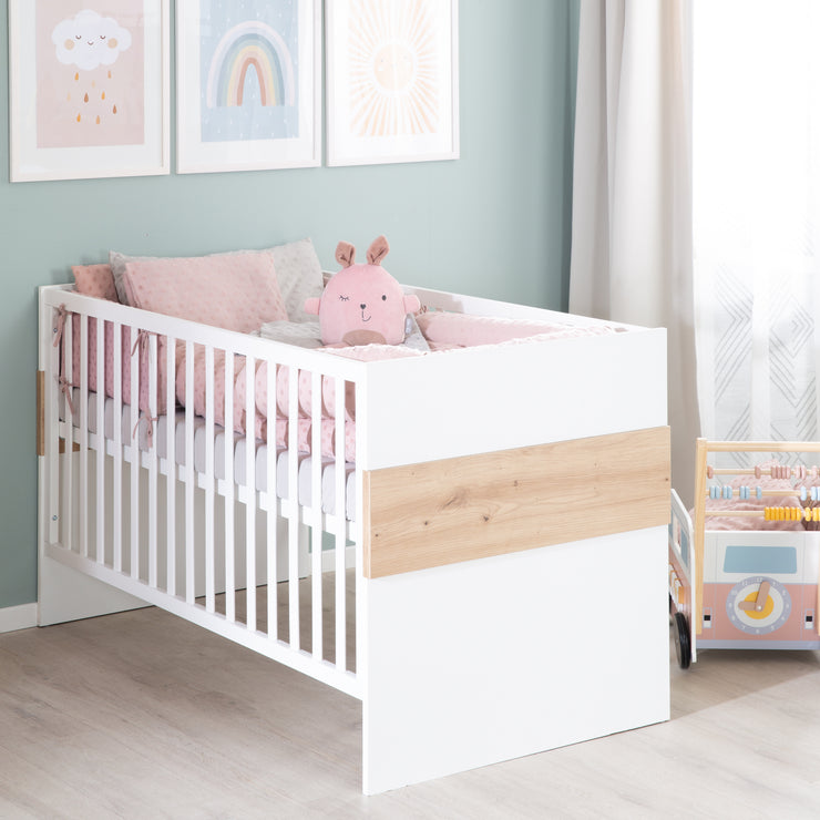 Set di mobili 'Lion 2 -Part - Compi Children's Bed 70x140 + Cambiamento tavolo largo - bianco - arredamento' artigiano quercia '