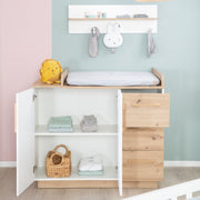 Set di mobili 'Lion 2 -Part - Compi Children's Bed 70x140 + Cambiamento tavolo largo - bianco - arredamento' artigiano quercia '