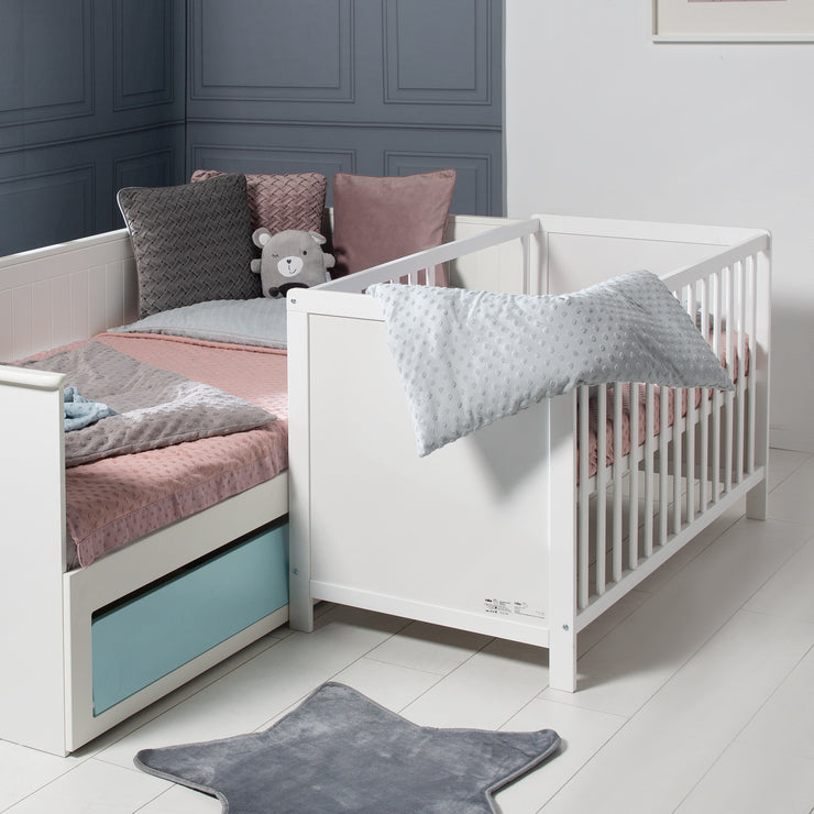 Chambre bébé duo "Hamburg" - Lit bébé 60x120 + Commode à langer - Blanc