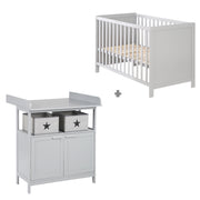 Chambre bébé duo "Hamburg" - 2 en 1 lit bébé 60x120 + commode à langer 2 portes - Taupe