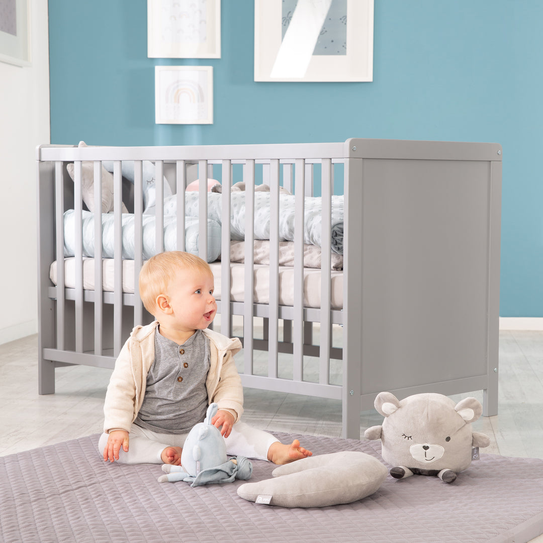 Möbelset 'Hamburg' - Baby- & Beistellbett 60x120 + Wickelkommode 2-türig - Taupe
