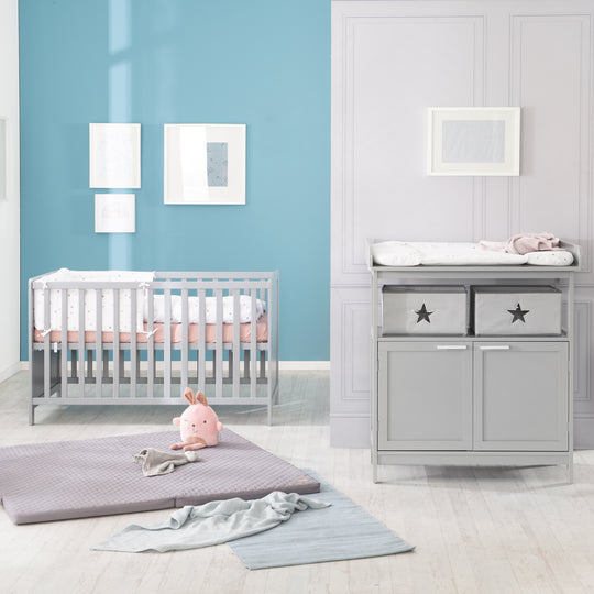 Möbelset 'Hamburg' - Baby- & Beistellbett 60x120 + Wickelkommode 2-türig - Taupe