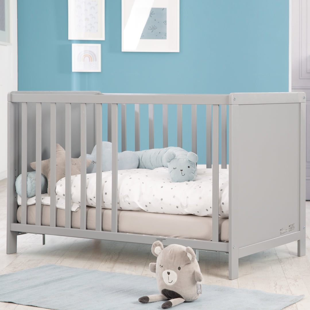 Möbelset 'Hamburg' - Baby- & Beistellbett 60x120 + Wickelkommode 2-türig - Taupe
