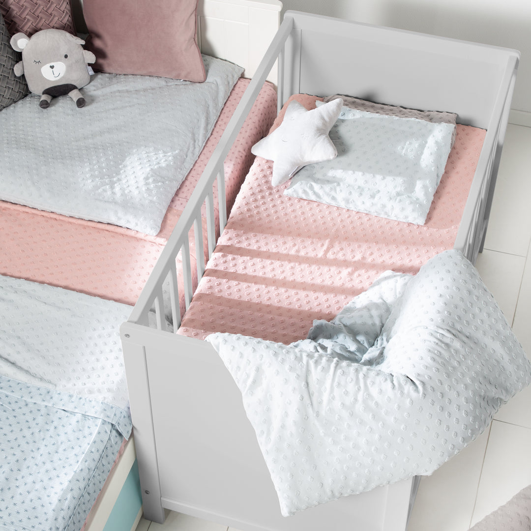 Möbelset 'Hamburg' - Baby- & Beistellbett 60x120 + Wickelkommode 2-türig - Taupe