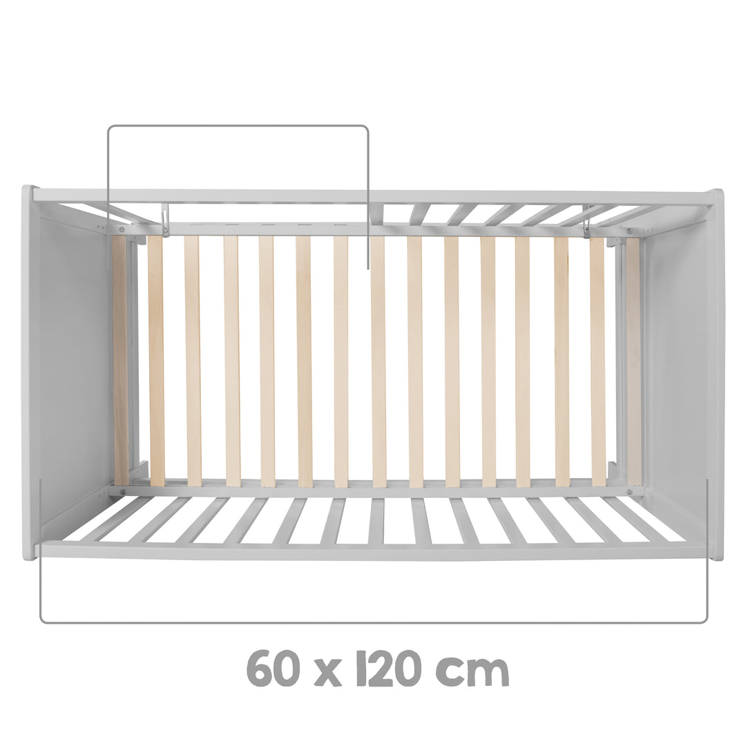 Möbelset 'Hamburg' - Baby- & Beistellbett 60x120 + Wickelkommode 2-türig - Taupe