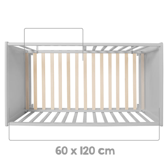 Möbelset 'Hamburg' - Baby- & Beistellbett 60x120 + Wickelkommode 2-türig - Taupe
