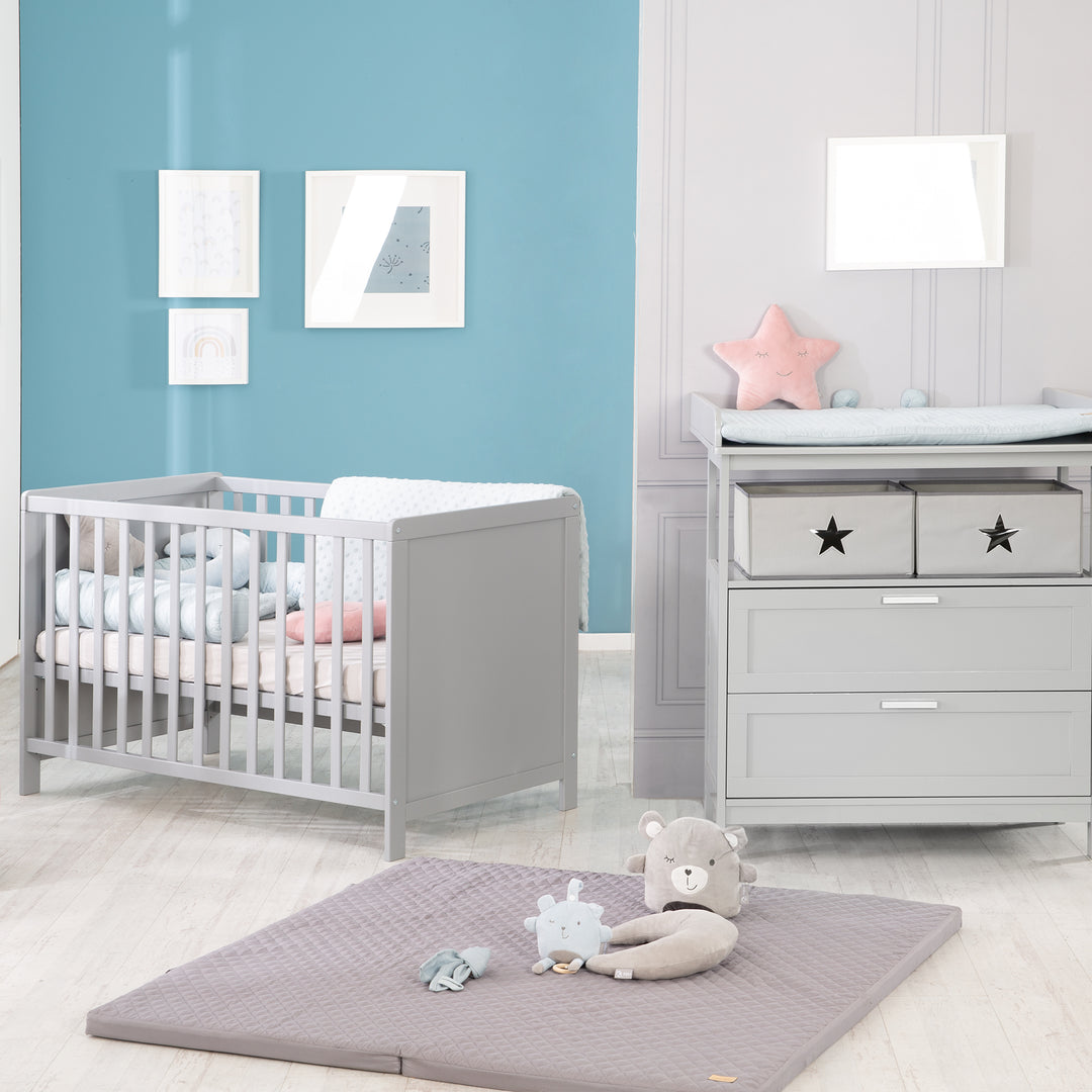 Möbelset 'Hamburg' - Baby- & Beistellbett 60x120 + Wickelkommode - Taupe