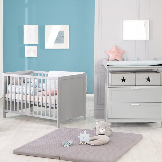 Möbelset 'Hamburg' - Baby- & Beistellbett 60x120 + Wickelkommode - Taupe