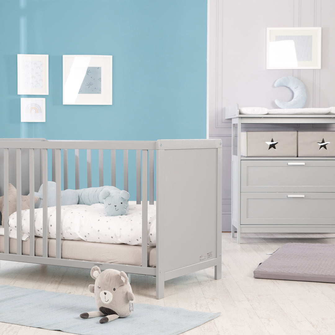 Möbelset 'Hamburg' - Baby- & Beistellbett 60x120 + Wickelkommode - Taupe