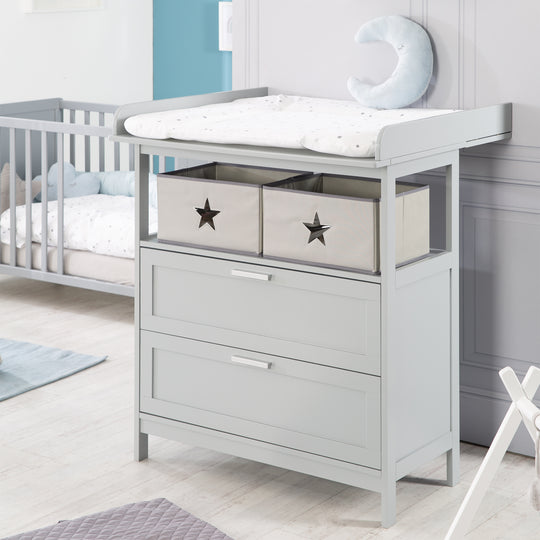 Möbelset 'Hamburg' - Baby- & Beistellbett 60x120 + Wickelkommode - Taupe