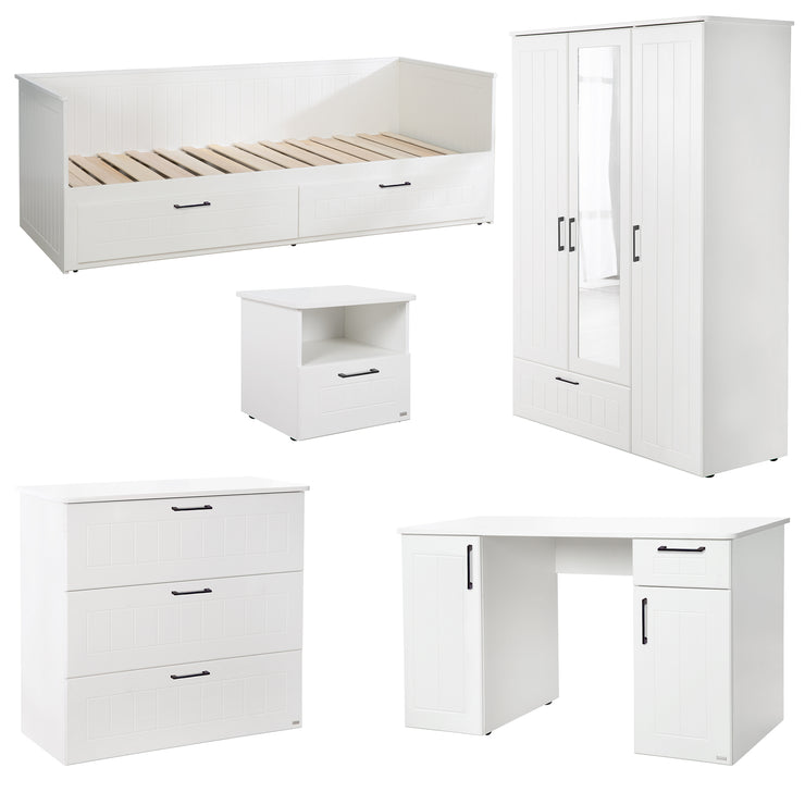 Jugendzimmer-Set 'Sylt' 5-teilig - Canadien White - komplette Vollausstattung