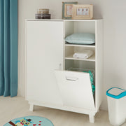 Highboard 'Nordic weiss', estante incl. cesta de lavandería, estante blanco para habitación de bebé y niños