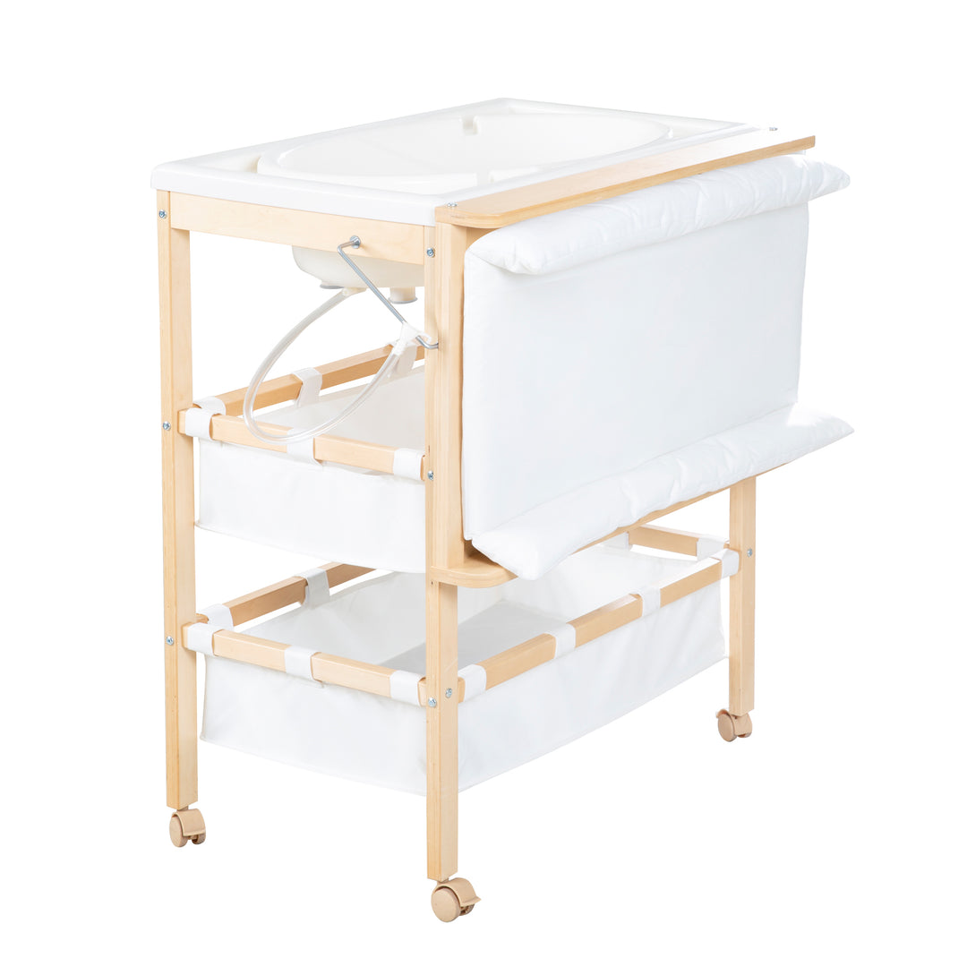 Bath Changing Combo Baby Pool Foldable Table with Bath Natural Woo roba