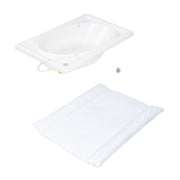 Bath & changing combination 'Baby Pool', foldable table with tub, natural wood, white changing mat