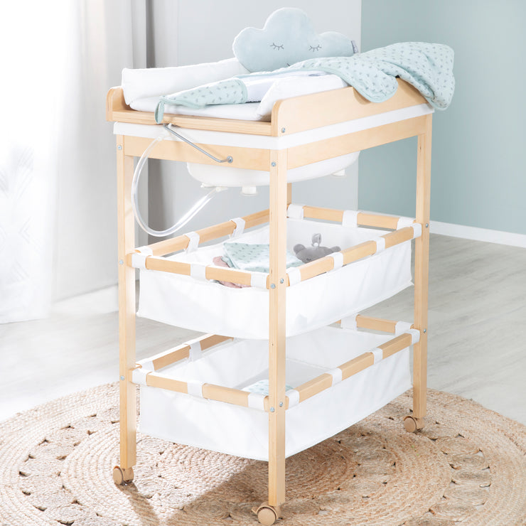 Table À Langer Avec Baignoire Bébé Rangement Matelas À Langer