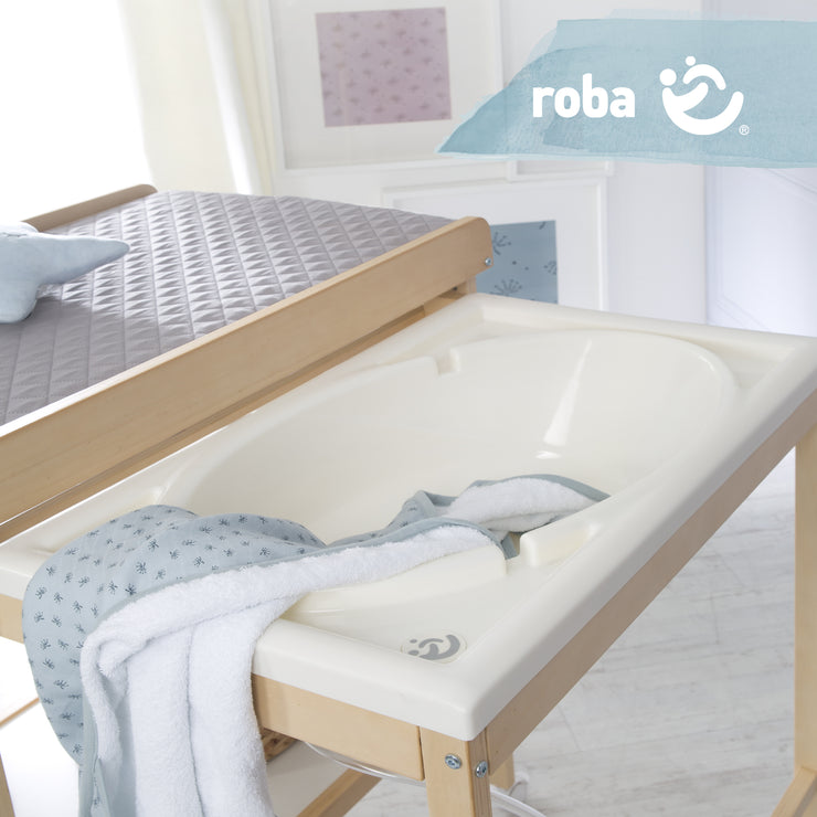 Vasca da bagno e fasciatoio "Baby Pool" bicolore con fasciatoio "roba Style"