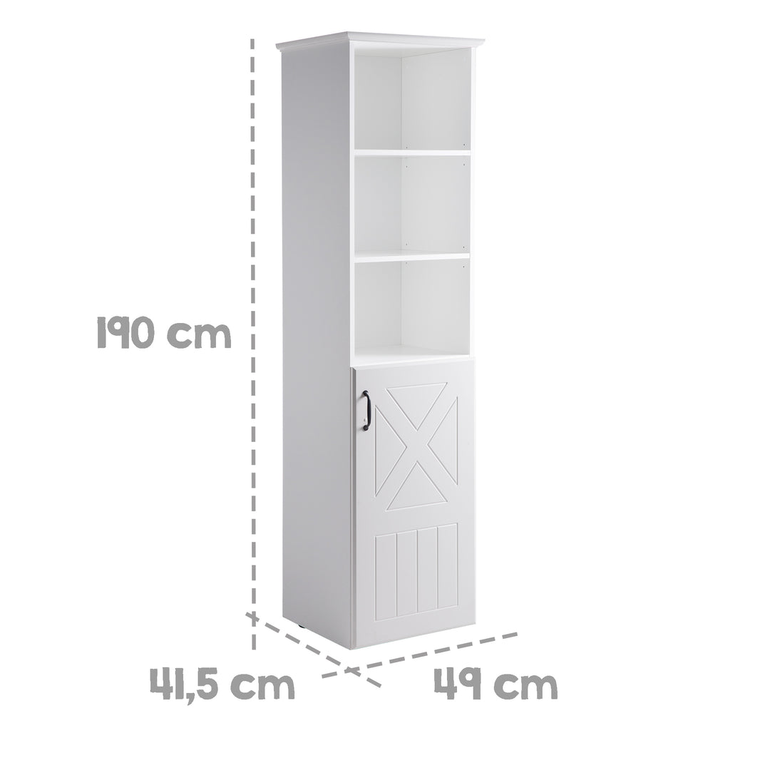 Ripiano 'Constantin', bianco, mensola in legno per camera per bambini, tecnologia soft close, mobili per bambini/bambini