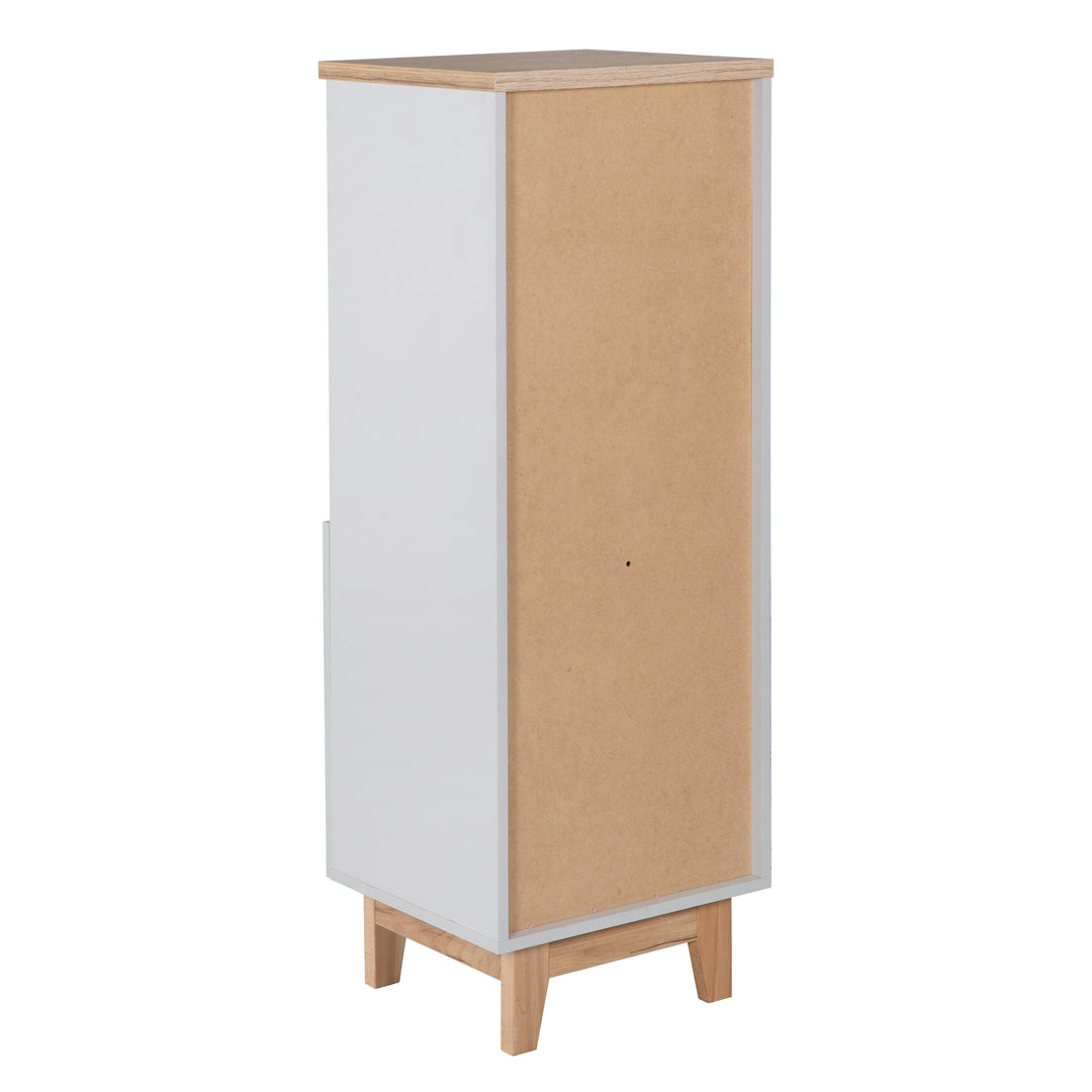 Scaffale in piedi 'Caro', in legno per cameretta e stanza dei bambini, con tecnologia Soft-Close, grigio chiaro / rovere dorato