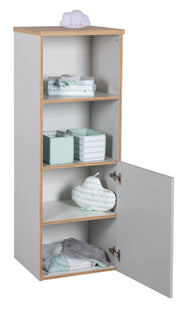 Standregal 'Tobi', made of wood for baby and children's rooms, soft-close technology, light gray / gold oak