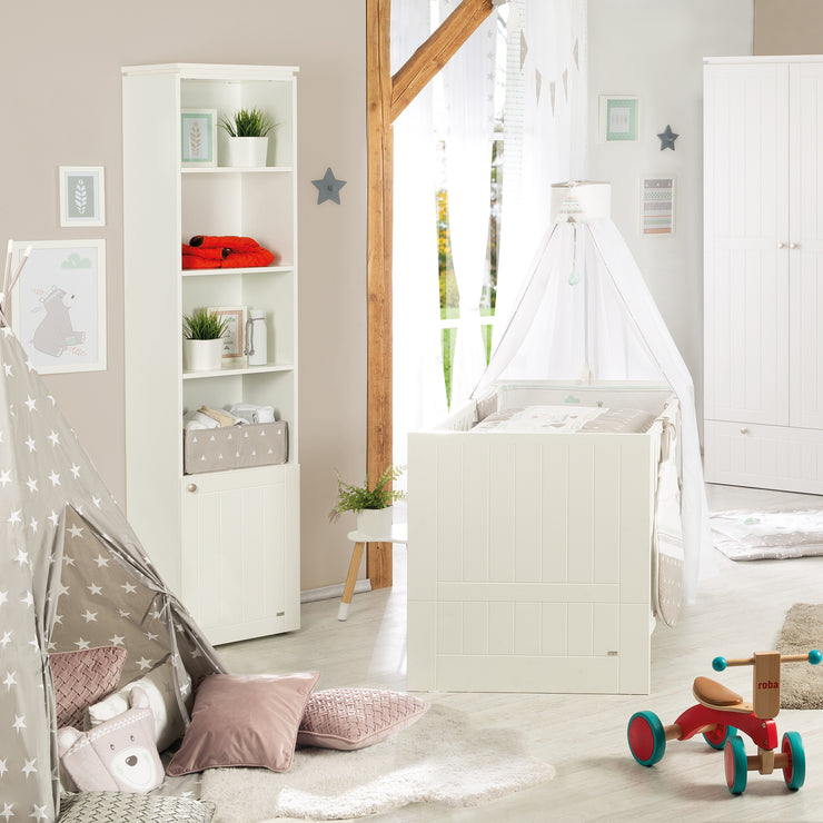 Stand shelf 'Mia' in country style, made of wood for baby rooms & children's rooms with soft close technology