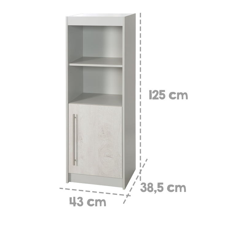 Étagère sur pied "Maren 2" en bois pour chambres d'enfant, gris/blanc