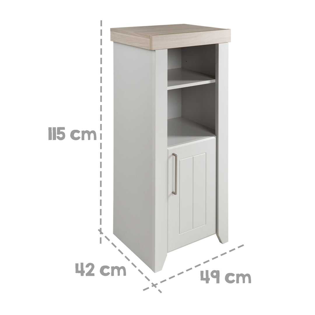 Libreria 'Helene', in legno per camerette, con sistema soft-close, color grigio chiaro/Luna Elm