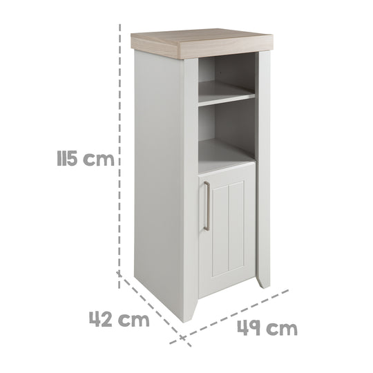 Libreria 'Helene', in legno per camerette, con sistema soft-close, color grigio chiaro/Luna Elm