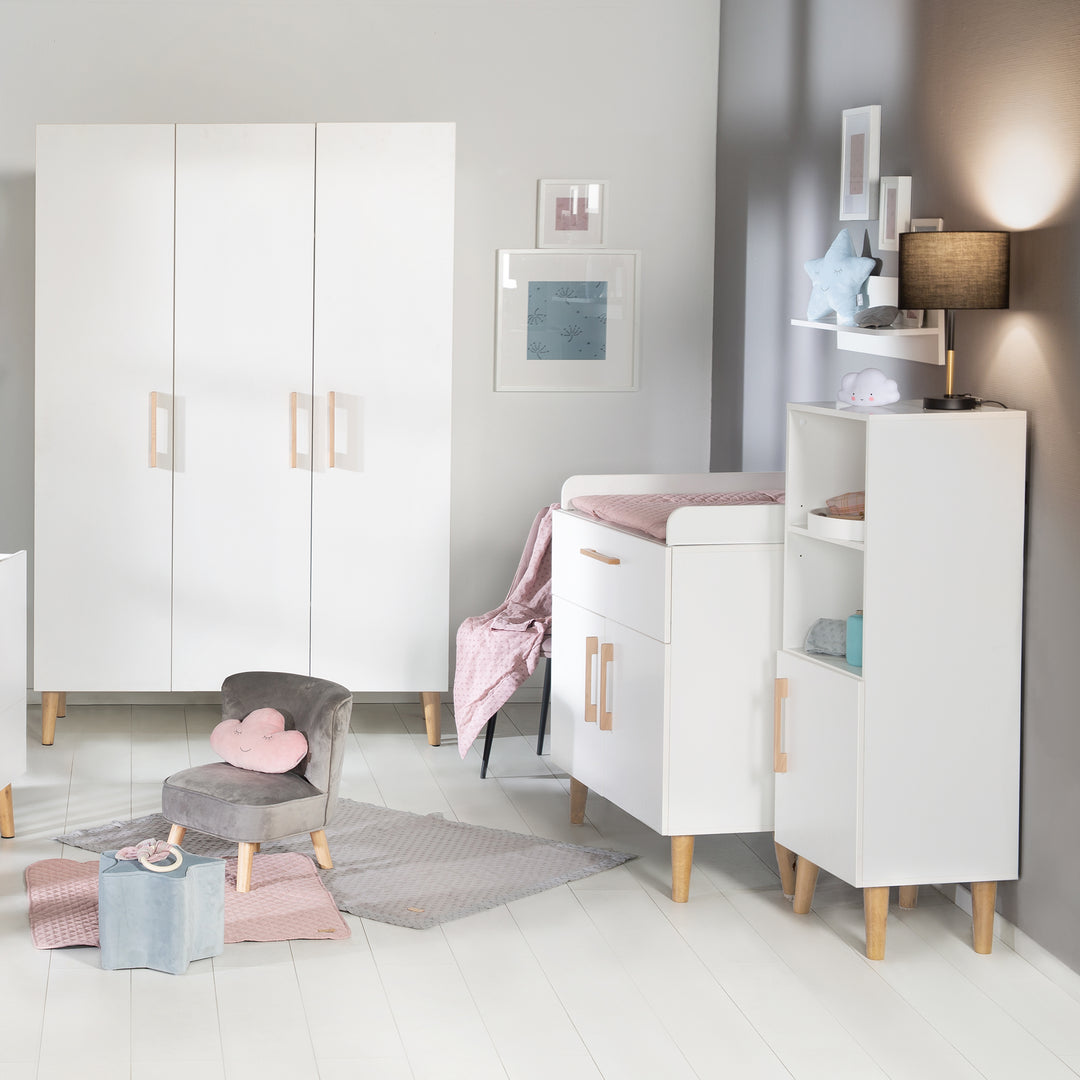 Standregal 'Mick', mit Massivholzgriff, Füße Dekor Goldeiche für Babyzimmer und Kinderzimmer