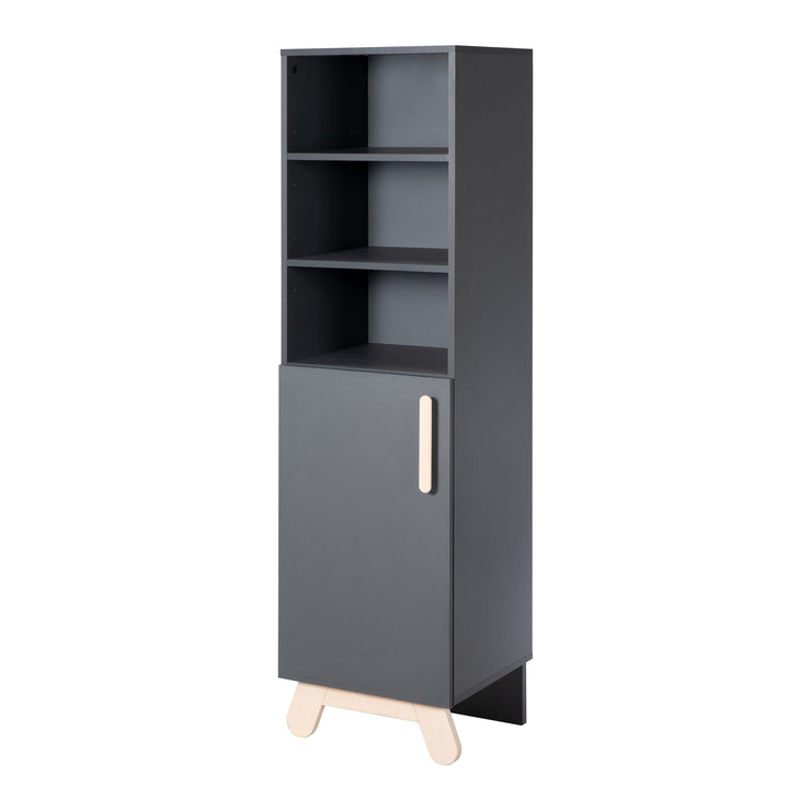 Standregal 'Jara', 3 open compartments, corpus in anthracite, feet & handles made of solid wood
