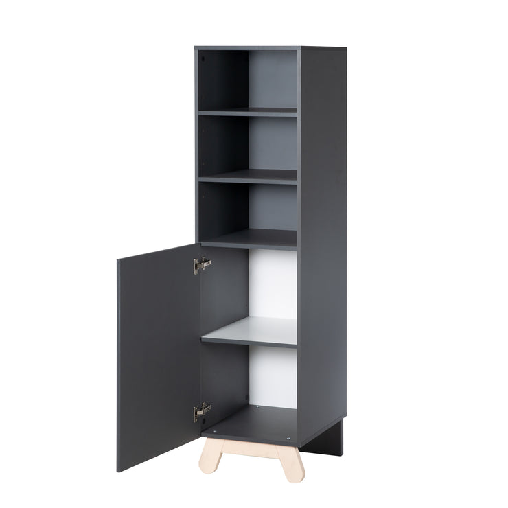 Standregal 'Jara', 3 open compartments, corpus in anthracite, feet & handles made of solid wood