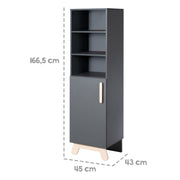 Standregal 'Jara', 3 open compartments, corpus in anthracite, feet & handles made of solid wood