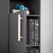 Standregal 'Jara', 3 open compartments, corpus in anthracite, feet & handles made of solid wood