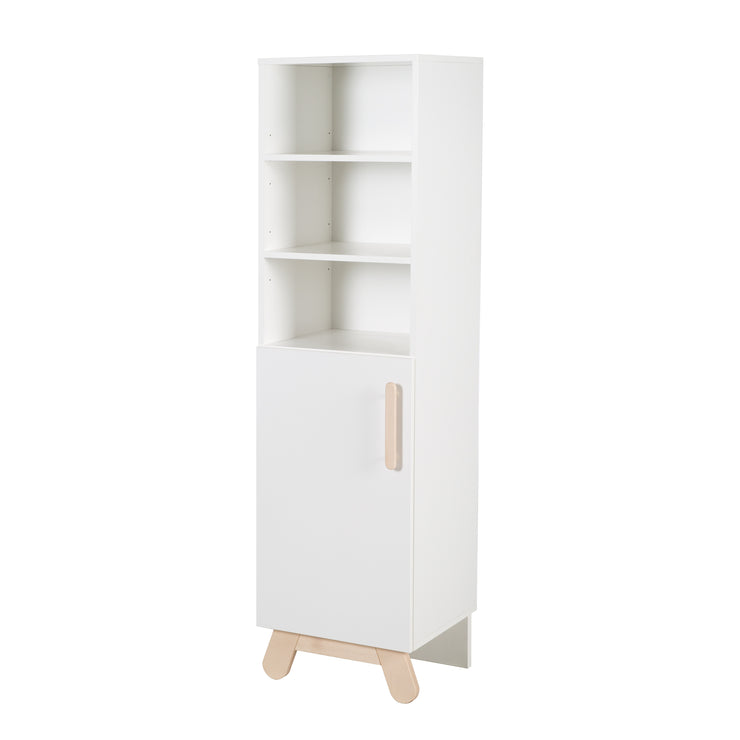 Estante de soporte 'Clara', 3 compartimentos abiertos, corpus en blanco, pies y manijas hechas de madera maciza