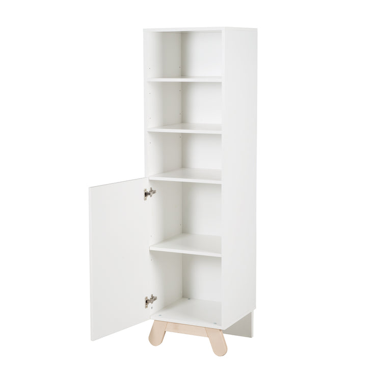Estante de soporte 'Clara', 3 compartimentos abiertos, corpus en blanco, pies y manijas hechas de madera maciza