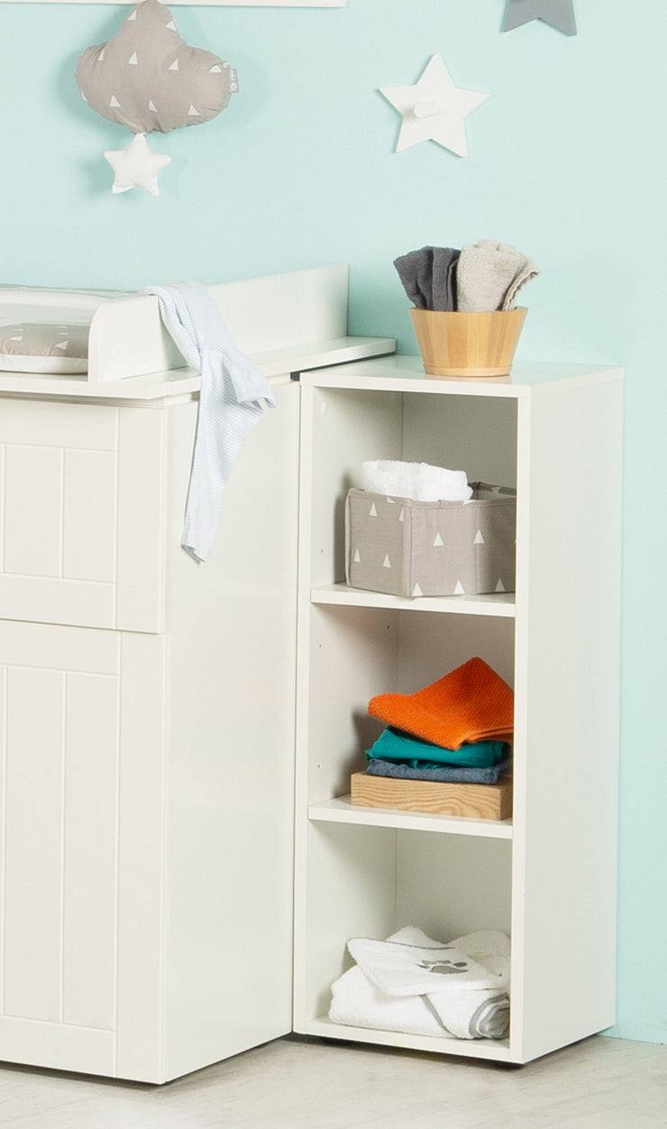 Seitenregal 'Mia', passend unter Wickelkommode 'Mia', für Babyzimmer & Kinderzimmer, weiß, Holz