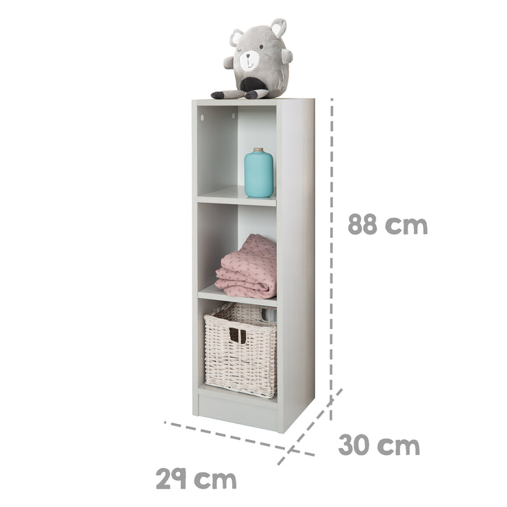 Étagère latérale «Maren 2», adaptée sous la table à langer «Maren 2», pour la chambre des enfants, gris clair, blanc