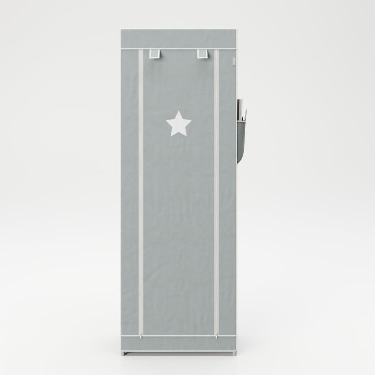 Textil-Aufbewahrungsschrank 'Little Stars' für Kinder-, Baby- oder Wohnzimmer, Stern-Motiv grau,  142 x 58 x 28 cm