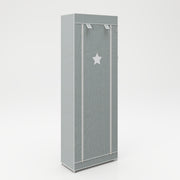 Armoire de rangement en textile "Little Stars", gris vert, avec motif d'étoile, 158 x 58 x 28 cm