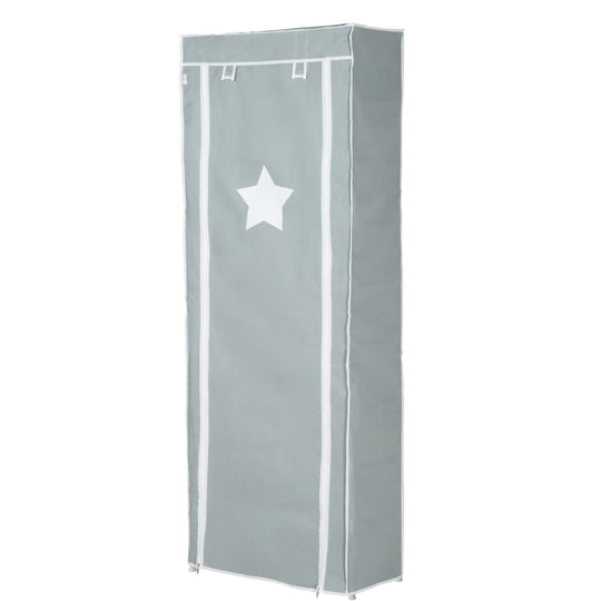 Armadio in tessuto 'Little Stars' per camerette o soggiorno, motivo a stelle grigie, 142 x 58 x 28 cm