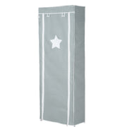 Armoire de rangement en textile "Little Stars", gris vert, avec motif d'étoile, 158 x 58 x 28 cm