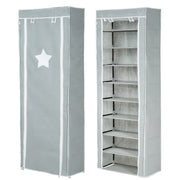 Armoire de rangement en textile "Little Stars", gris vert, avec motif d'étoile, 158 x 58 x 28 cm