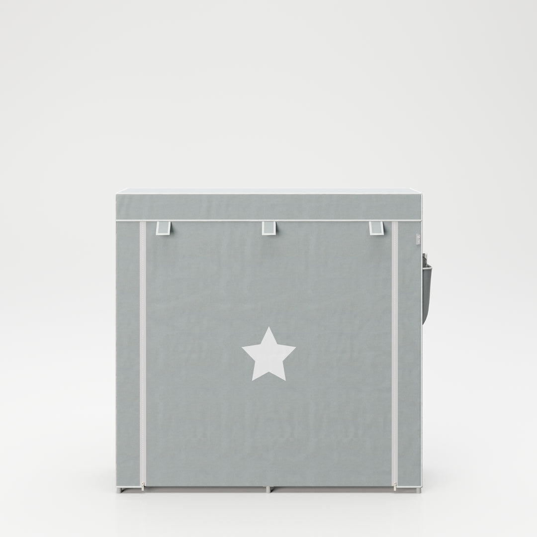 Armario textil 'Little Stars' para habitación infantil, bebé o sala, motivo estrellado gris, 113 x 28 x 108 cm