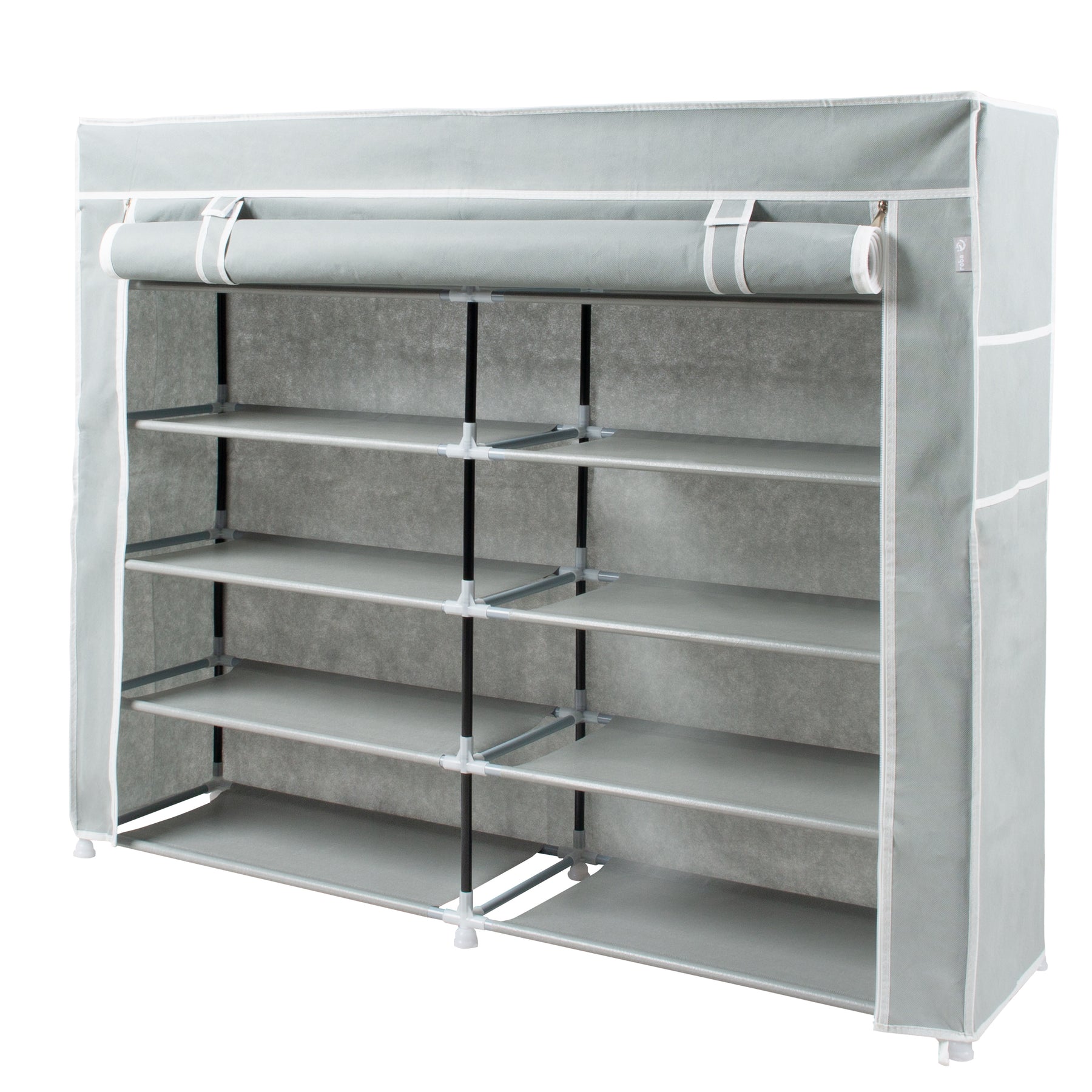 Armadio Tessuto Roba Little Stars - 175x110x45 Cm, 6 Scomparti, Con Cerniera, Grigio - Foto 10