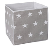 Caja de almacenamiento 'Little Stars', caja de lona para juguetes, decoración, gris con estrellas blancas