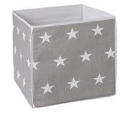 Boîte de rangement «petites étoiles», boîte en toile pour jouets, décoration, gris avec étoiles blanches