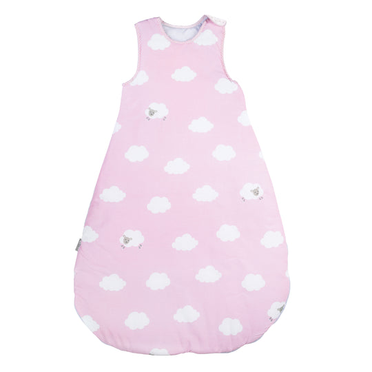 Sleeping Bag 'Small Cloud Pink', 70 - 90 cm, All-Year Baby Sleeping Bag, Breathable Cotton